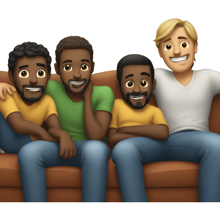 Group of guys chilling on couch emoji