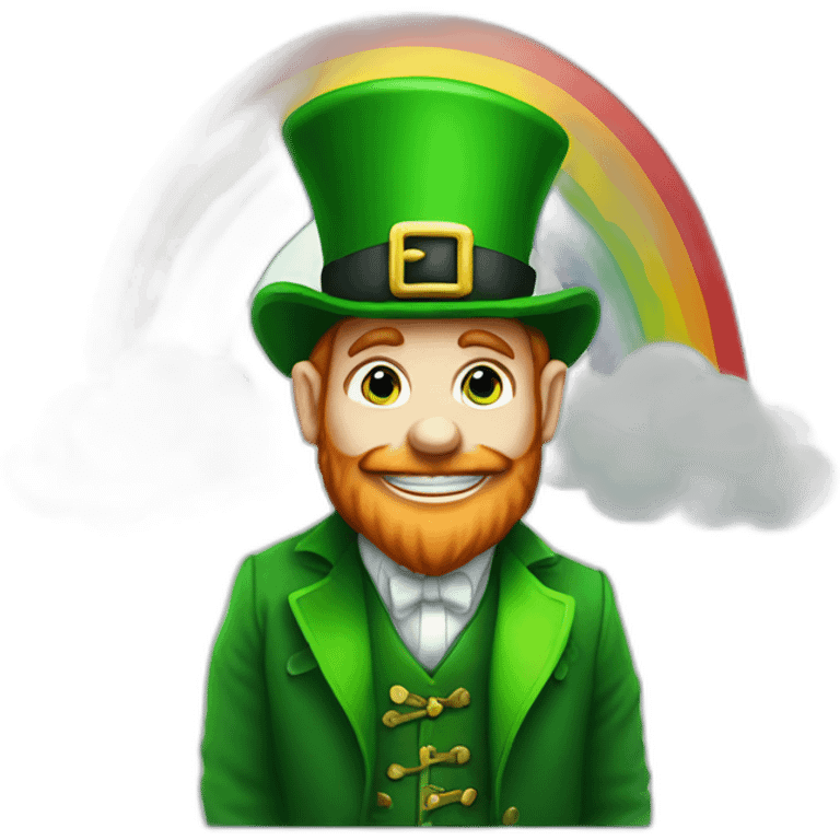 Leprechaun making bm at the end of a rainbow emoji