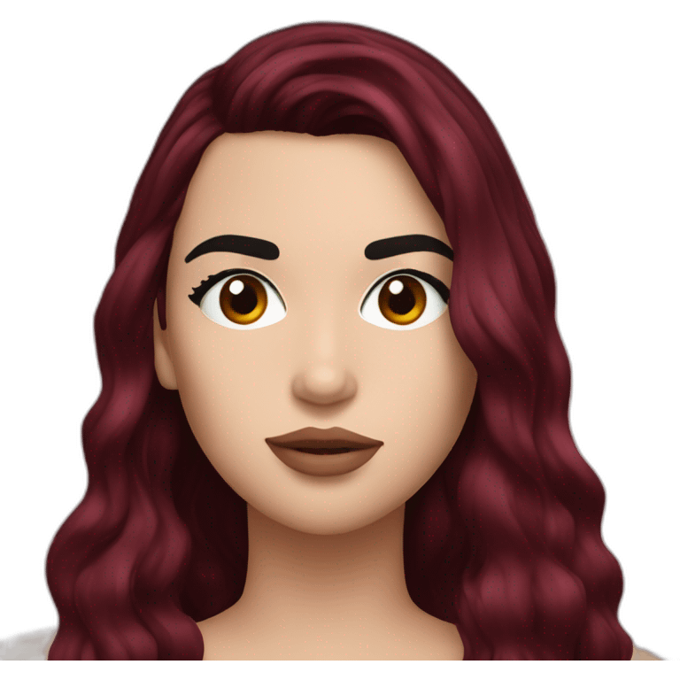 Dua Lipa with dark red hair emoji