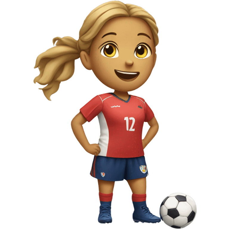 girl in soccer uniform eating  emoji