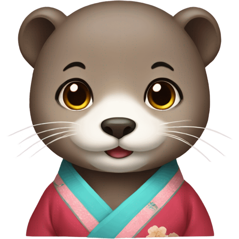 a otter face wearing traditional korean hanbok emoji