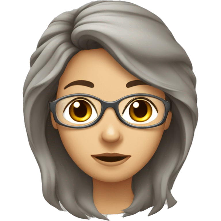 garota de cabelos castanhos com óculos de grau estilo aviador emoji