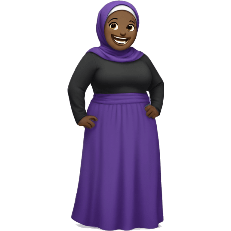 Standing chubby black Hijabi in purple laughing  emoji