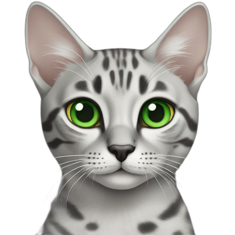 Egyptian Mau cat with green eyes emoji