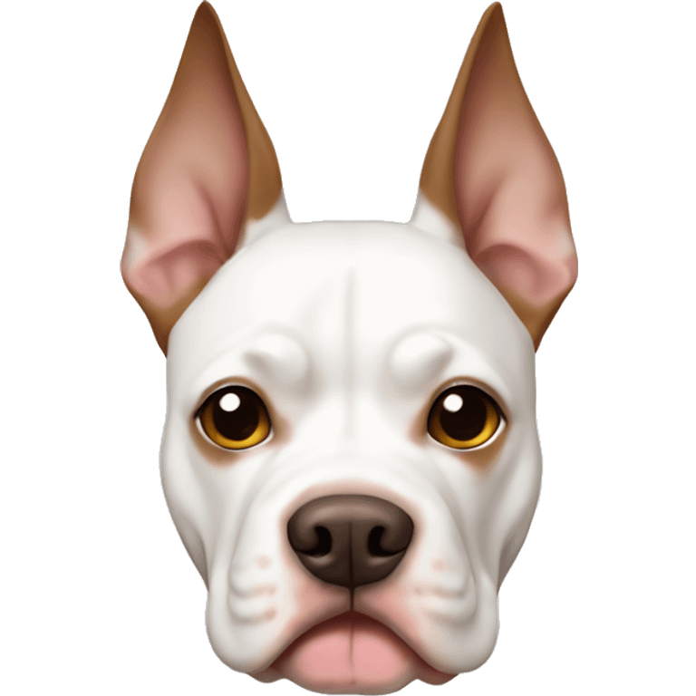 White pitbull brown ears emoji