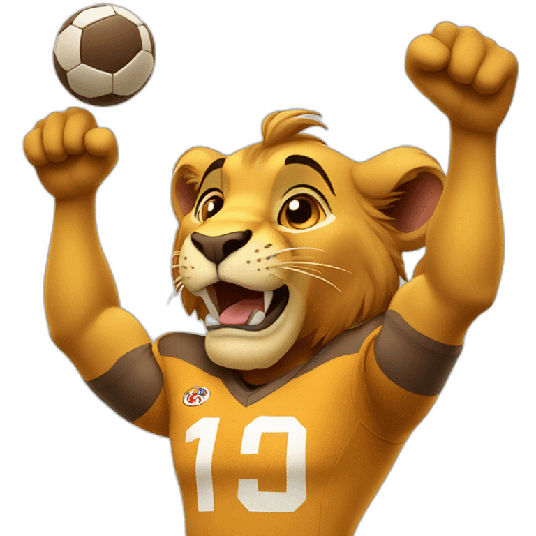 simba as a football player celebrate a goal emoji