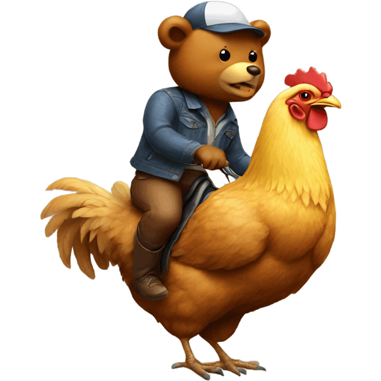 Bear riding a chicken emoji