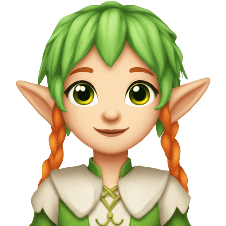 Cute pale princess elf ears green eyes red/orange hair emoji