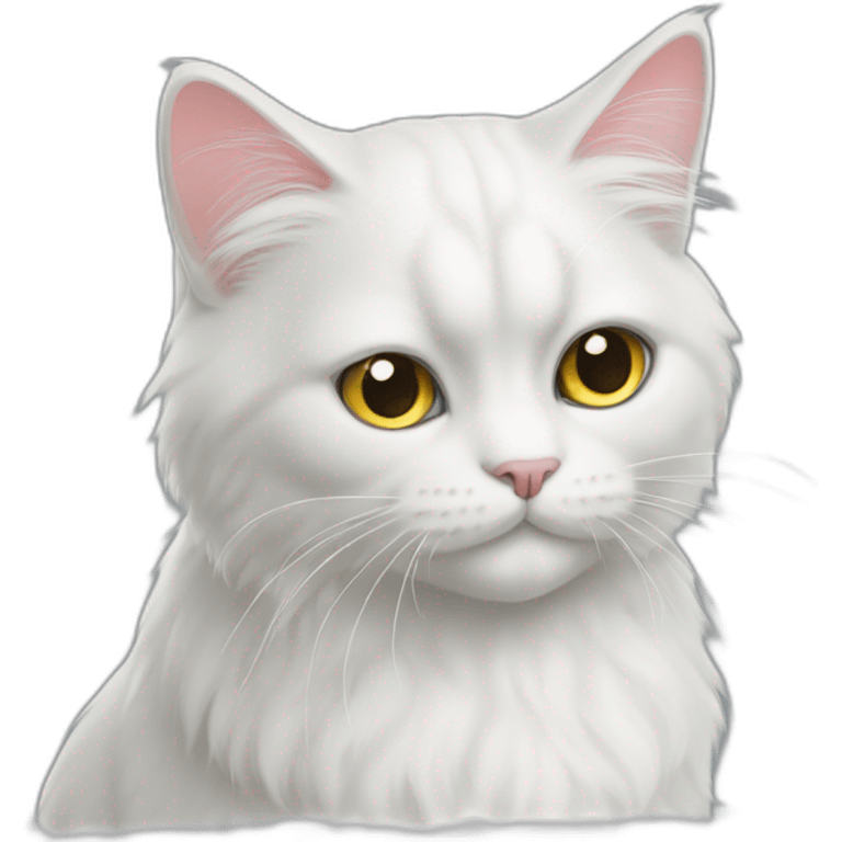 Persian white cat who’s ears and tail are grey  emoji