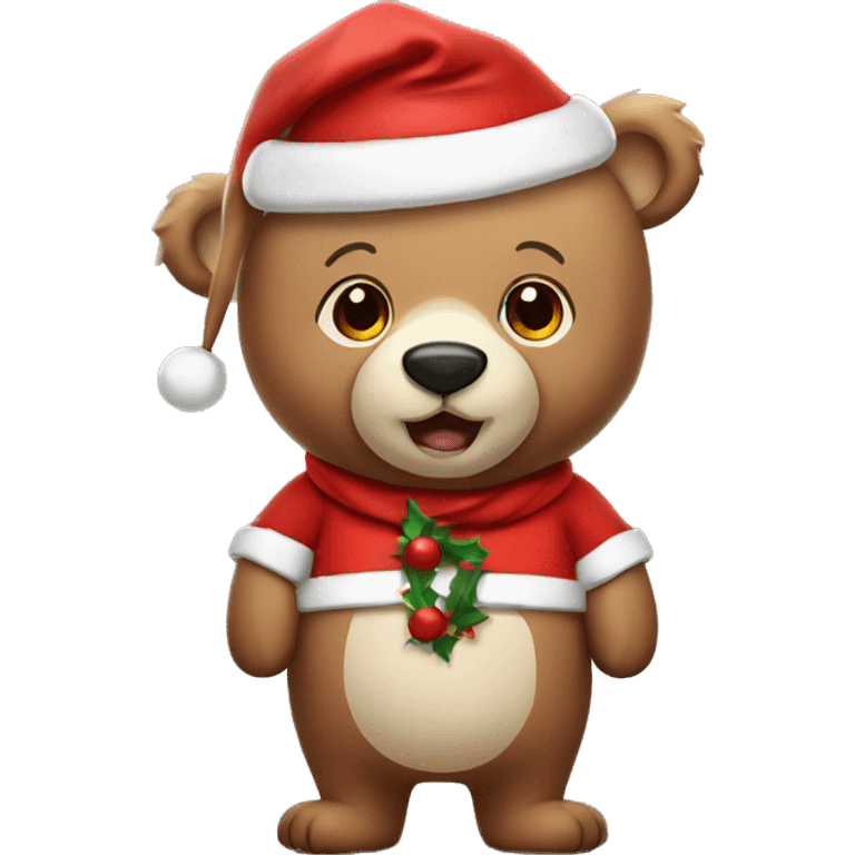 cute bear wearing santa costume emoji