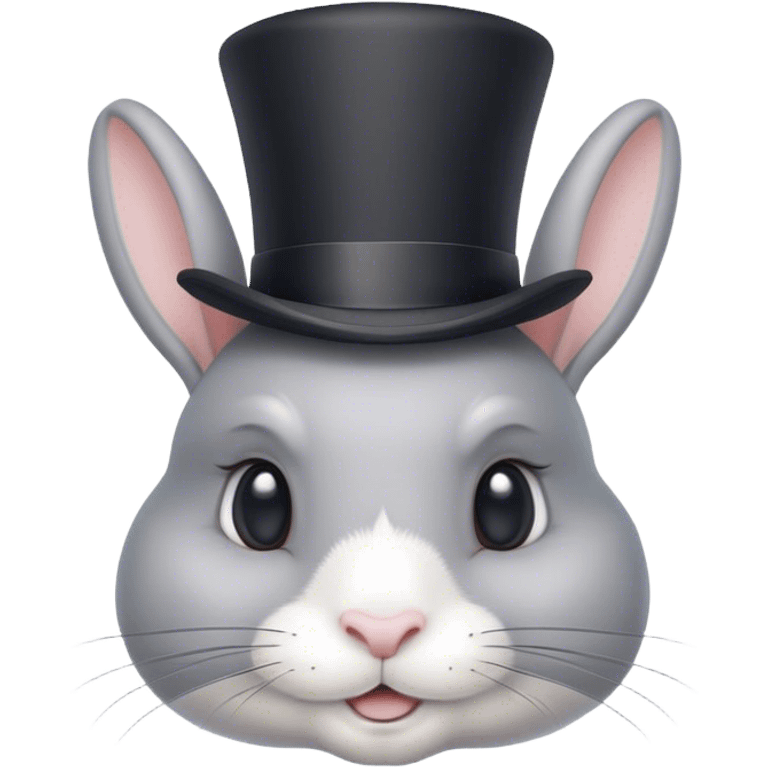 a gray bunny wearing a top hat emoji