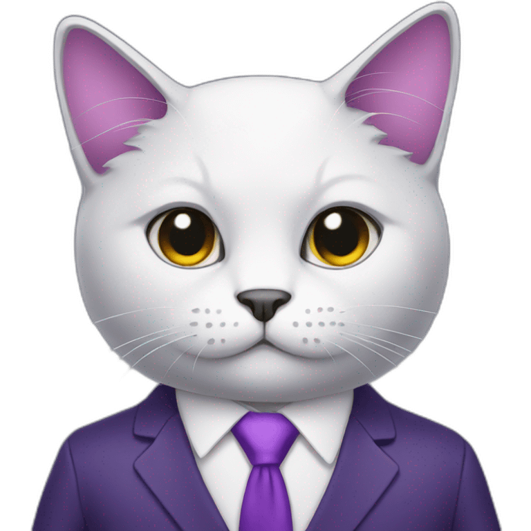 Purple cat in a suit emoji