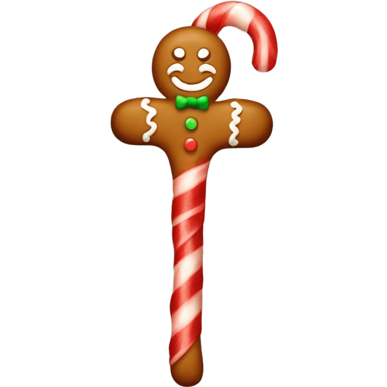 Gingerbread man holding a candy cane emoji