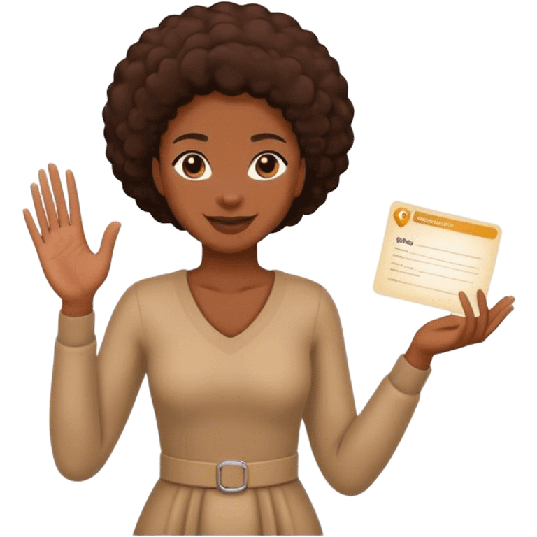 a black woman moving her hand in an invitation to approach emoji