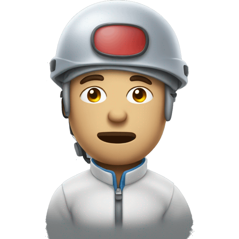 Sleepy handicapped man wearing helmet emoji