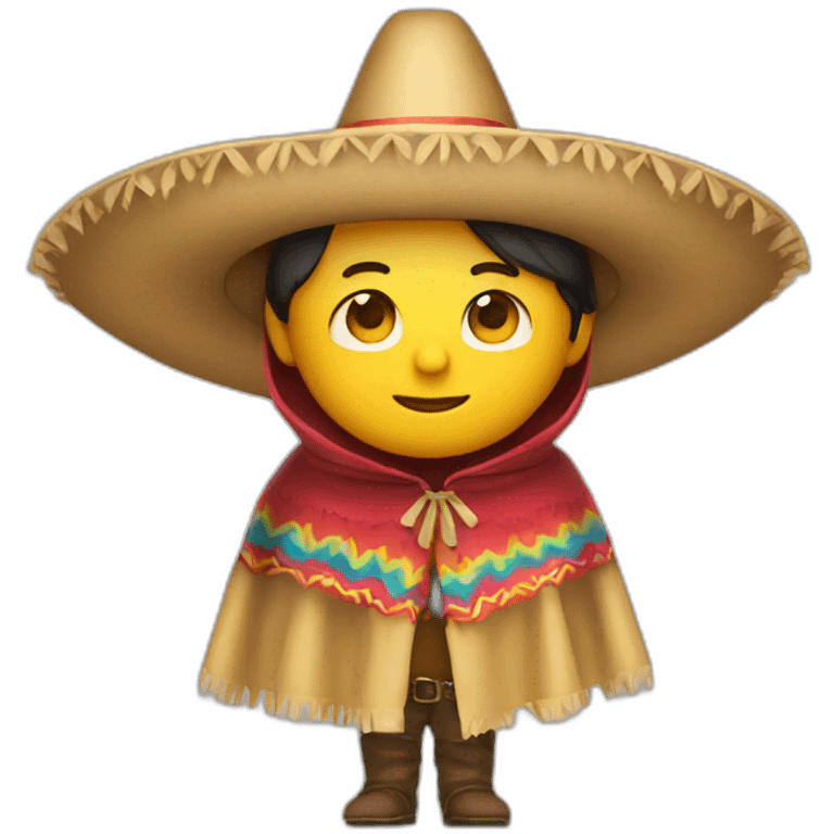 Person wearing poncho and sombrero emoji