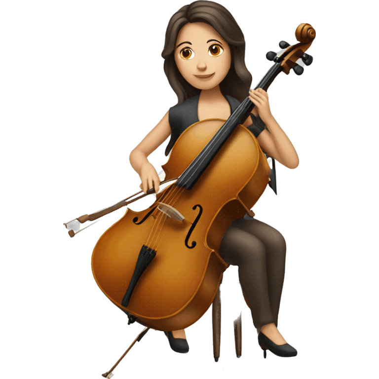 white brunette woman playing cello emoji