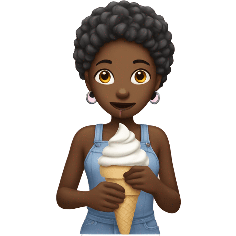 black girl eating ice cream emoji