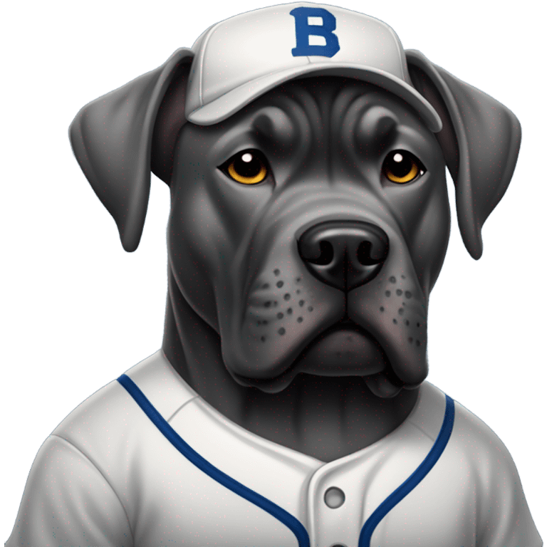 Grey Cane Corso in a baseball uniform. emoji