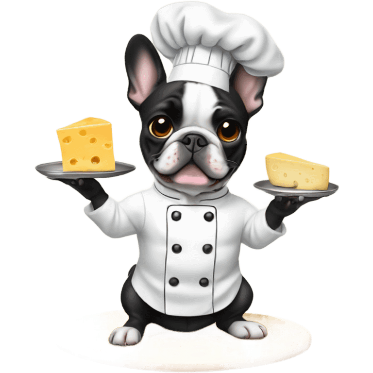 French Bulldog as a cheese chef emoji