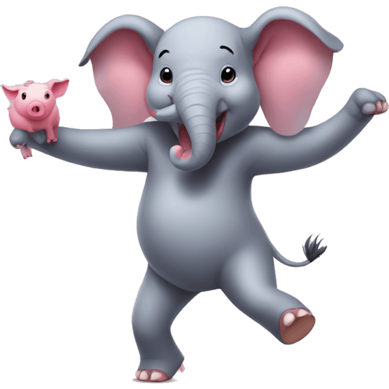 a elephant and pig hybrid dancing emoji