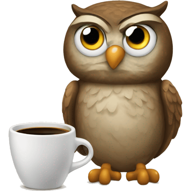 owl with coffee emoji