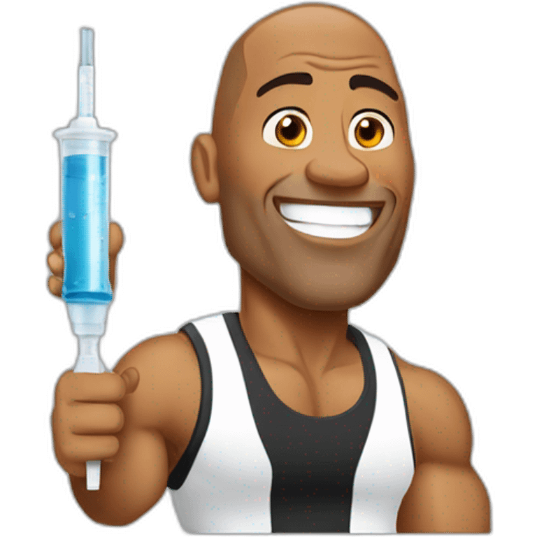 Dwayne Johnson with syringe emoji