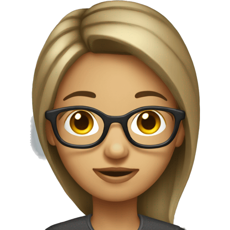 developer nerd girl using a laptop  emoji