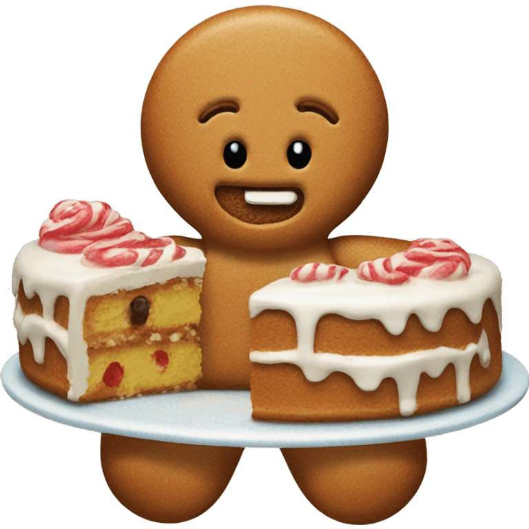 Gingerbread man eating a cake  emoji