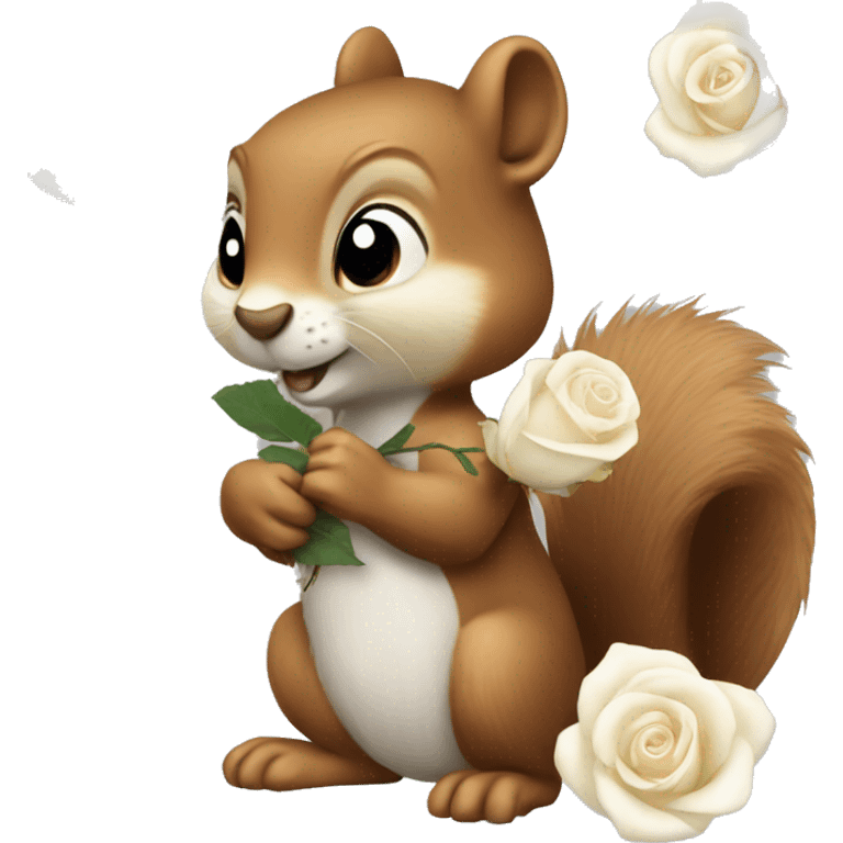 squirrel with a white rose emoji