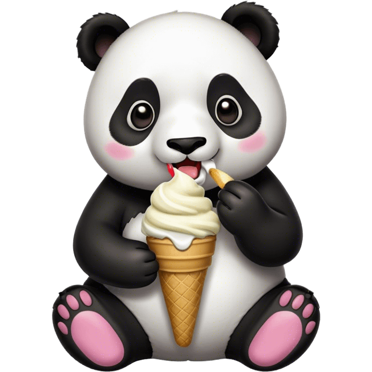 Panda eating ice cream emoji