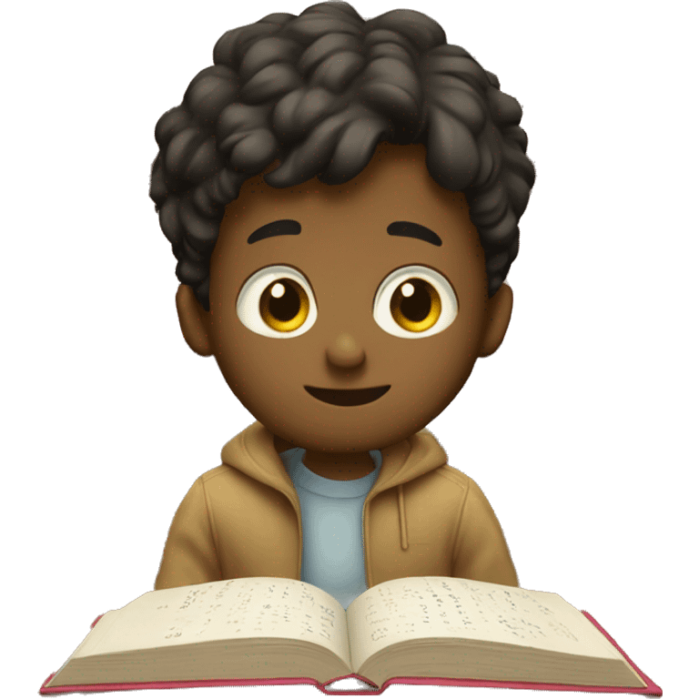 A boy is reading math books emoji