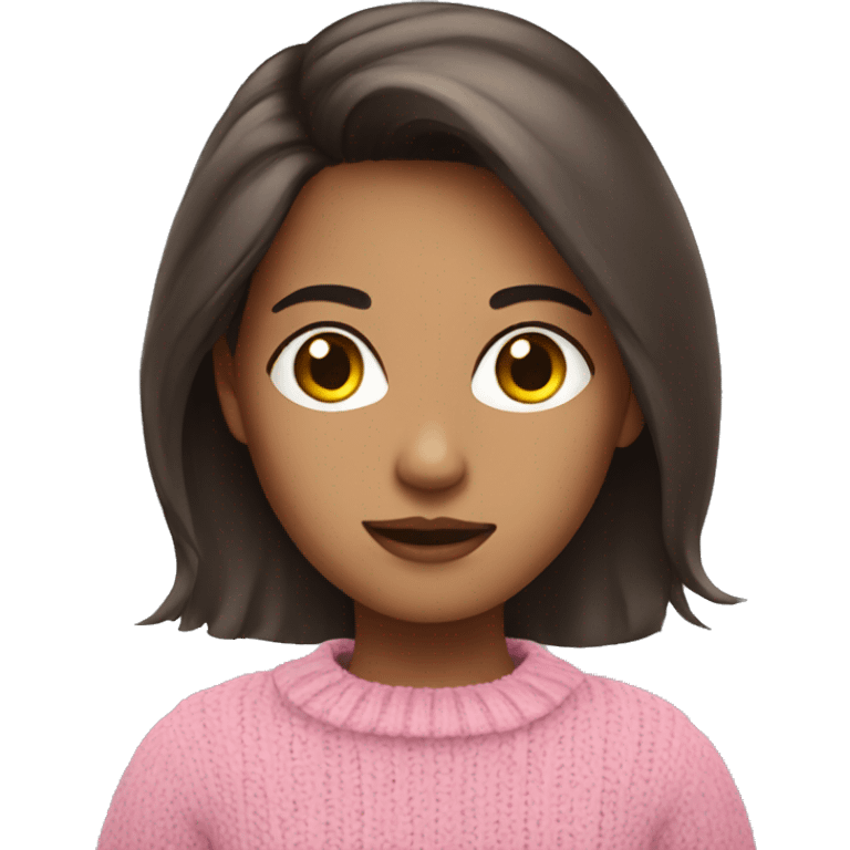 brunette girl in pink sweater emoji