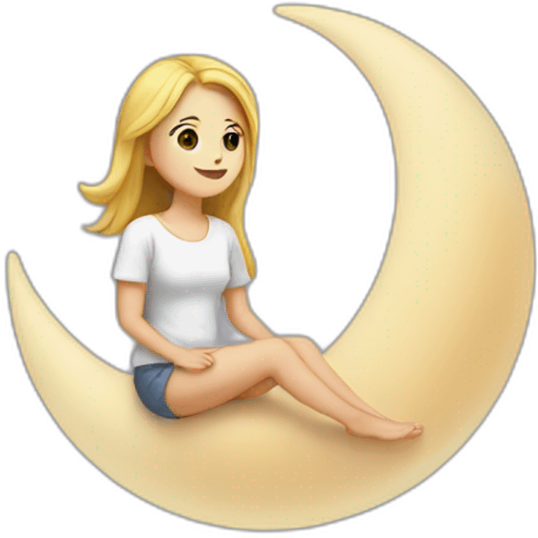 White Girl sitting on moon emoji