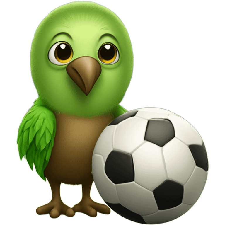 a cute kiwi with a soccer ball and the word "GG" is written emoji