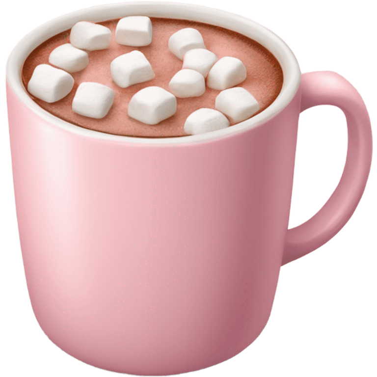 Light Pink mug of hot chocolate with marshmallows  emoji