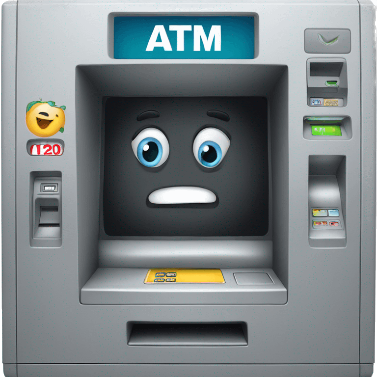 ATM machine + curious face emoji