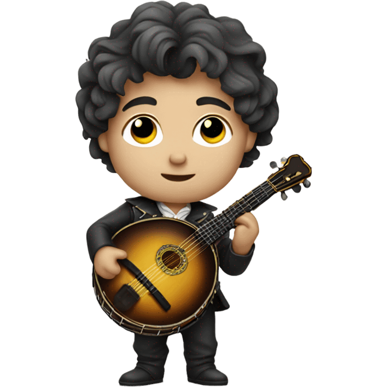 Chibi man Beethoven holding a banjo  emoji