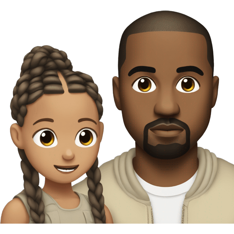 kanye west and his daughter wearing braids while rapping emoji