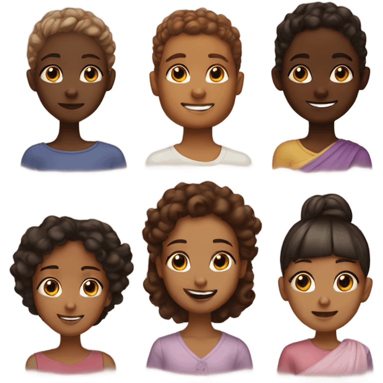 5 sisters brown skin  and 1 brother brown skin emoji