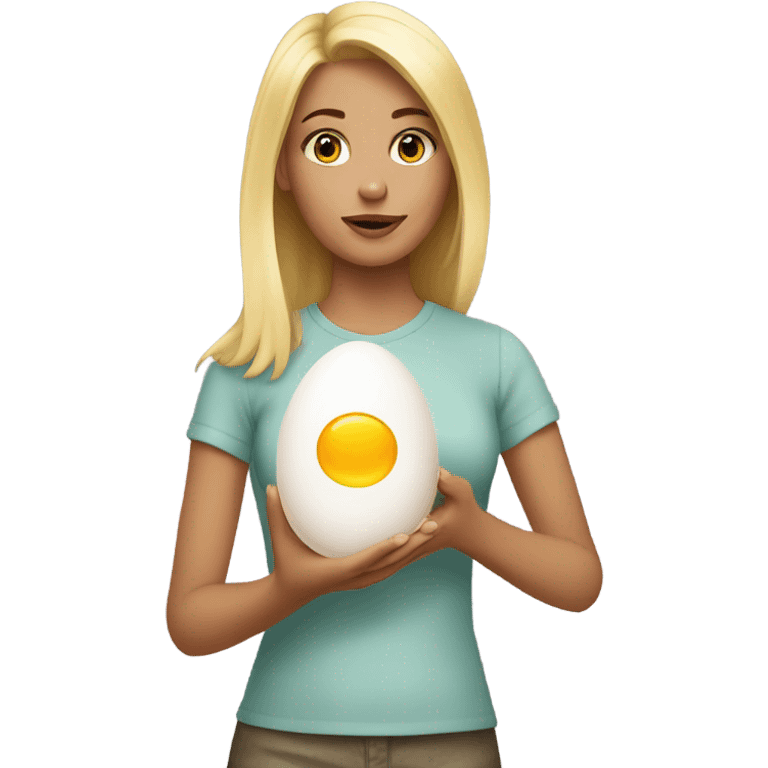 Blonde girl with an egg in her hand emoji