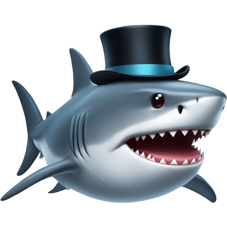 Shark with a top hat emoji