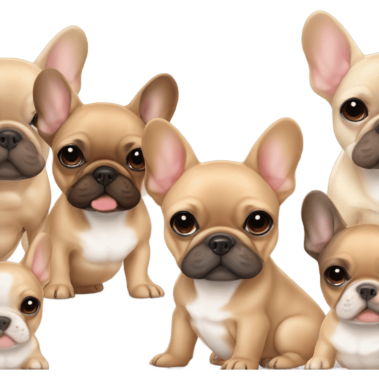 Baby brown and tan French bulldog with fawn French bulldog friends emoji