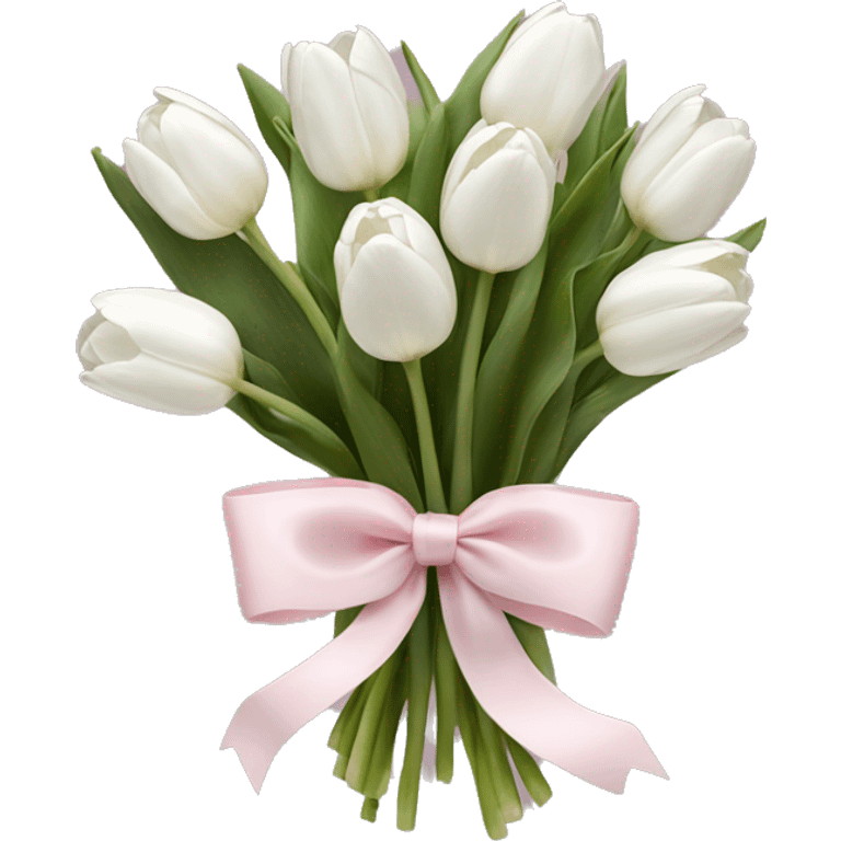 White tulips bouquet with light pink bow  emoji