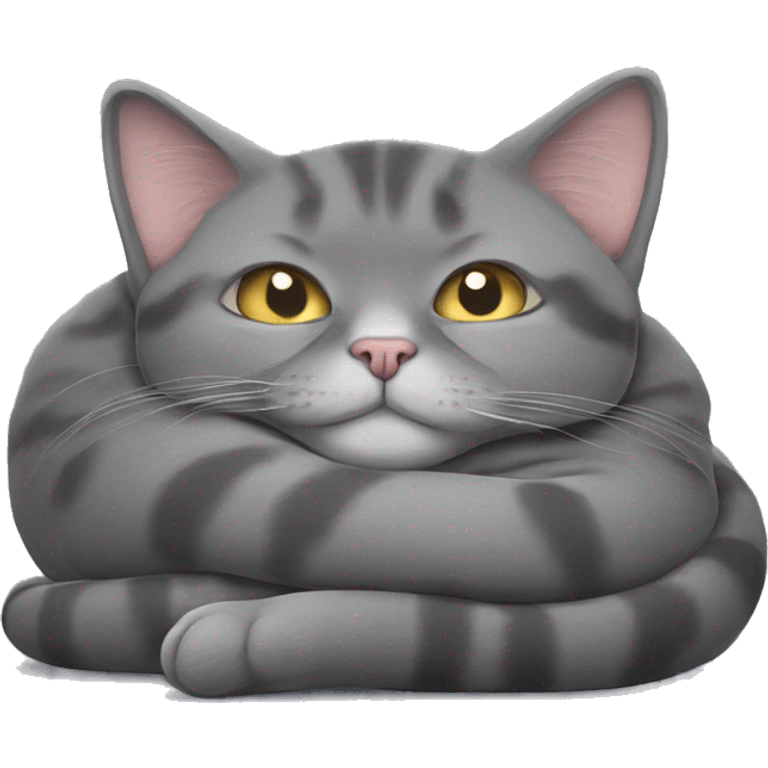 A gray British cat sleeps on its back emoji