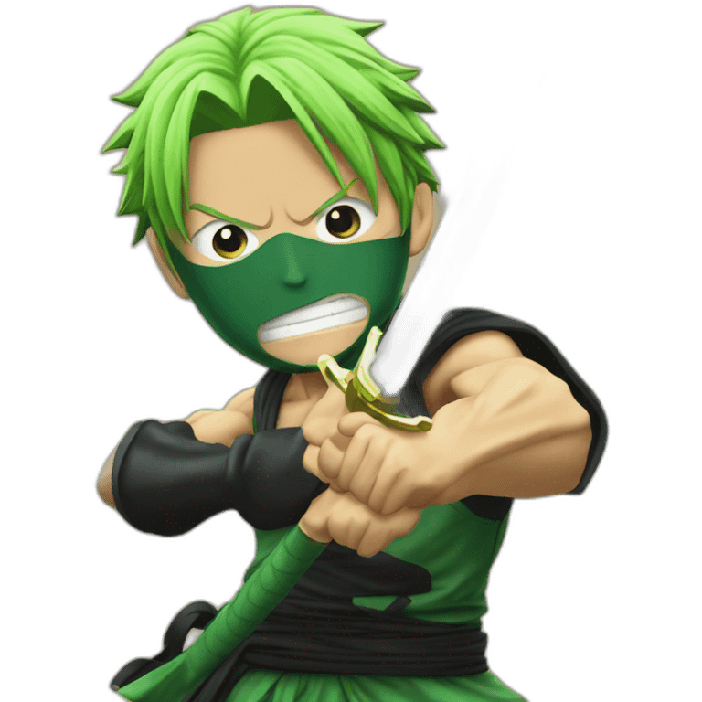 Zoro one piece fighting with katana emoji