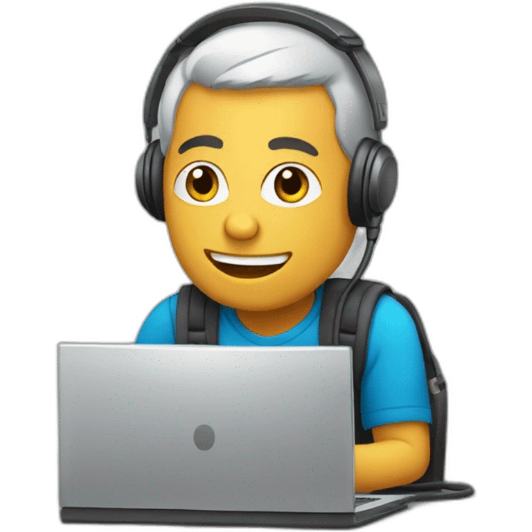 chico usando computadora emoji