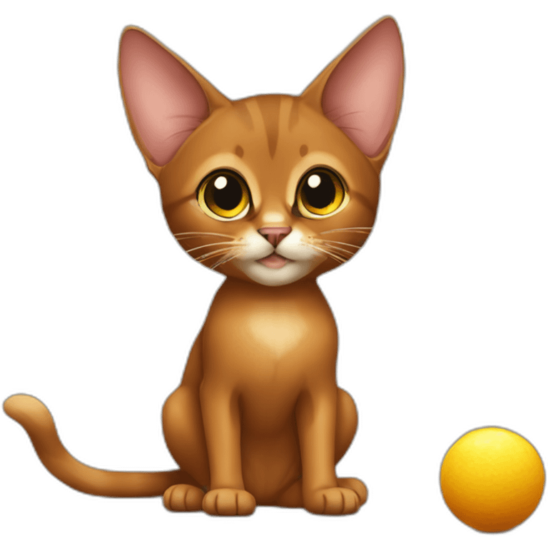 Abyssinian cat play with a small fur ball emoji