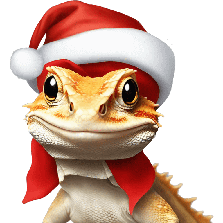 Bearded dragon wearing a Santa hat emoji