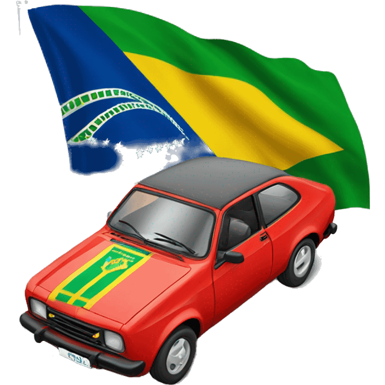 Brasil flag with a red chevette emoji